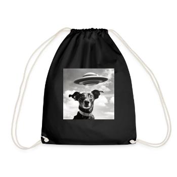 Selfie UFO Dog Funny Alien Ufo Dog Lover - Drawstring Bag - black - Front