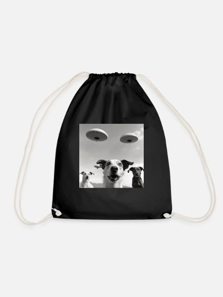 Selfie Chien OVNI Drôle Alien Ovni Amoureux De Chien - Sac de sport léger - noir