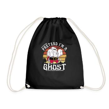 Due to Inflation, Pretend I'm a Ghost. Halloween - Drawstring Bag - black - Front