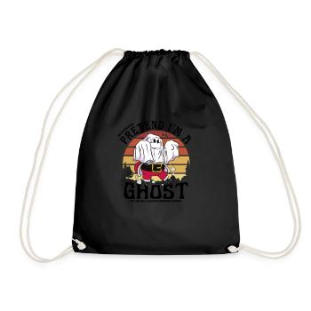Due to Inflation, Pretend I'm a Ghost. Halloween - Drawstring Bag - black - Front