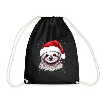Lustige Faultier-Weihnachtsgrafik - Niedliche Weihnachten SL - Turnbeutel - Schwarz - Vorne
