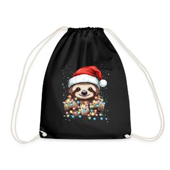 Conception de Noël sur le thème de paresseux - Noël paresseux mignon - Sac de sport léger - noir - Devant