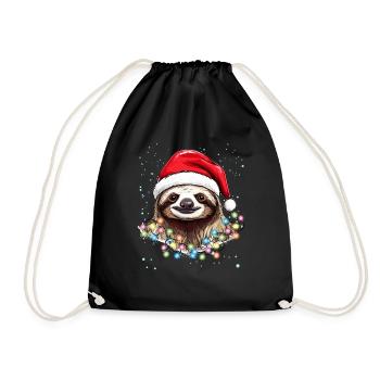 Slow Sloth Funny Christmas - Christmas Funny Sloth - Turnbeutel - Schwarz - Vorne