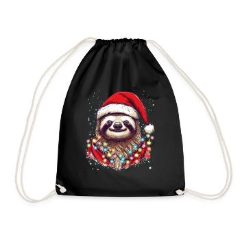 Merry Slothmas - Funny Cute Sloth Design Christmas - Drawstring Bag - black - Front