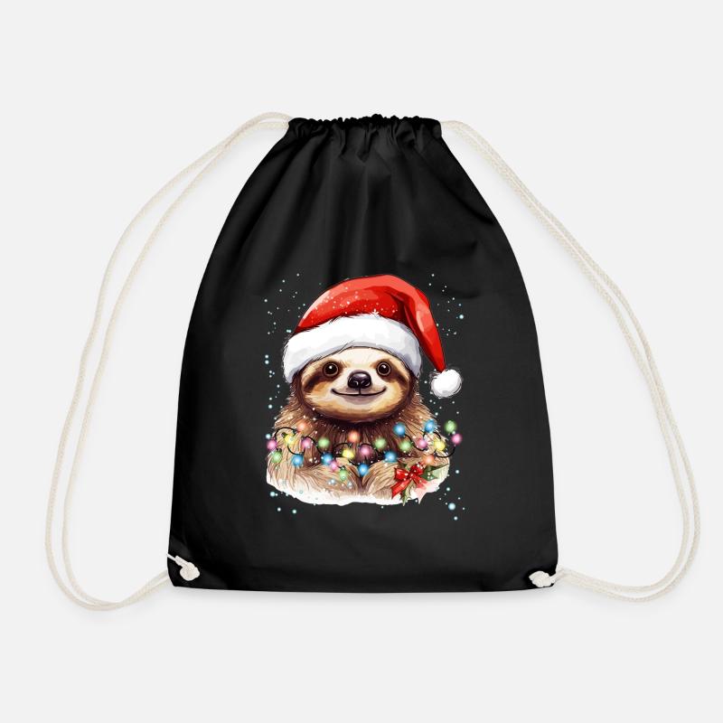 Faultier Grafik, Lustiges Faultier Weihnachten Pyjama - Turnbeutel - Schwarz