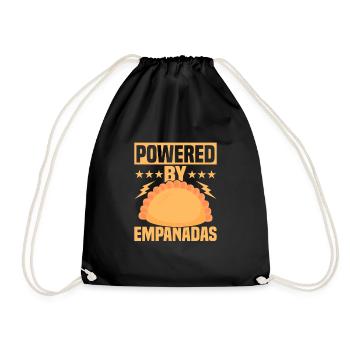Powered By Empanadas Food Dessert Latin Pastry - Drawstring Bag - black - Front