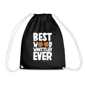 Wood Shining Wood Carving - Drawstring Bag - black - Front
