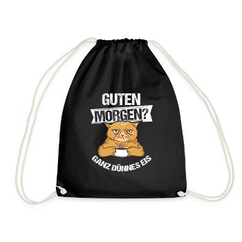 Katze Guten Morgen Kaffee Katzenmama Katzenbesitze - Turnbeutel - Schwarz - Vorne