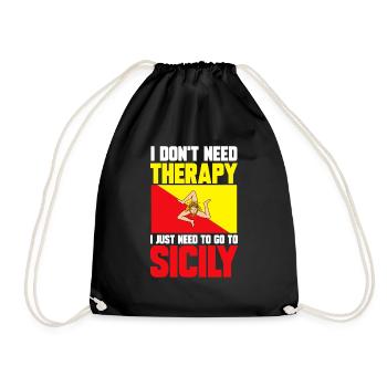Sicily Flag Italy Sicily - Drawstring Bag - black - Front