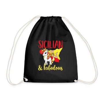 Sicily Flag Italy Sicily - Drawstring Bag - black - Front