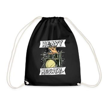 Heavy Meowtal Katze Heavy Metal Rock Headbanger Ca - Turnbeutel - Schwarz - Vorne