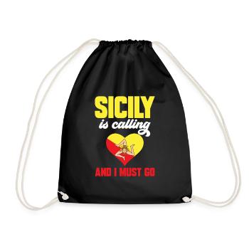 Sicily Flag Italy Sicily - Drawstring Bag - black - Front