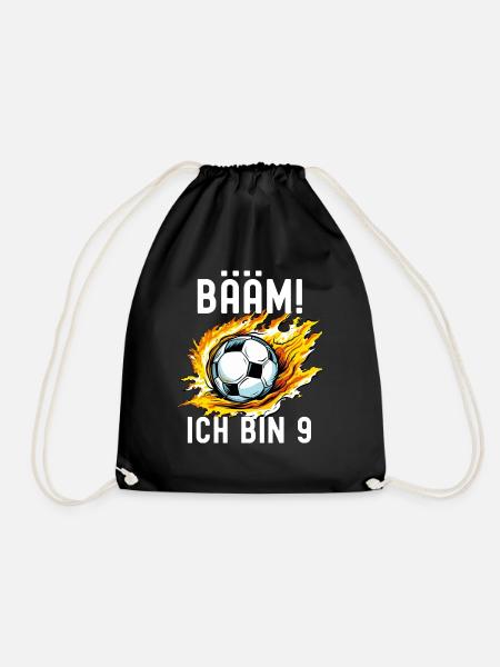 9 Jahre Jungen 9. Geburtstag Geschenk Fußball - Turnbeutel - Schwarz