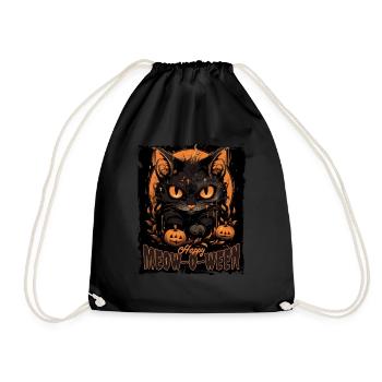 Happy Meow-o-Ween Niedliches schwarzes Katze Partykostüm - Turnbeutel - Schwarz - Vorne