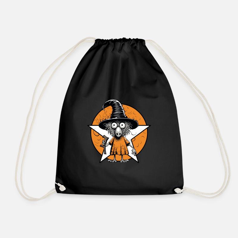 Spooky Halloween Cute Sheep Witch - Drawstring Bag - black