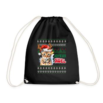 Joyeux Noël Chat Déco Homme Femme et Enfant - Sac de sport léger - noir - Devant