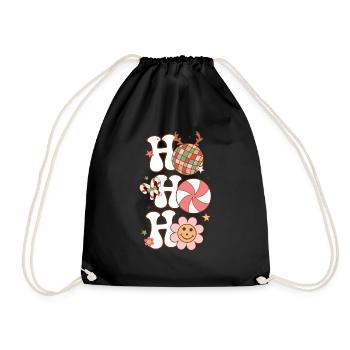 Santa Claus Family Gift Man Woman And Child - Drawstring Bag - black - Front