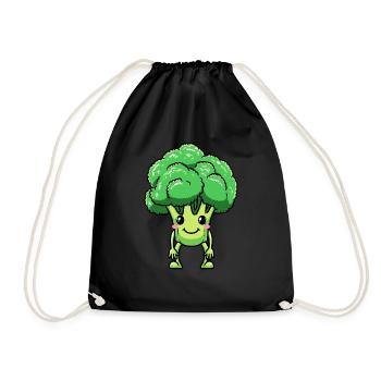 Brokkoli Emoticon Veganer Gemüse Vegetarier - Turnbeutel - Schwarz - Vorne