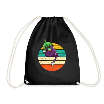 Eggplant Fruits and Vegetables - Drawstring Bag - black - Front