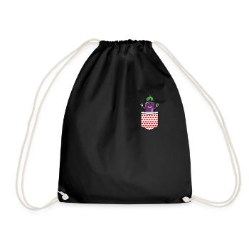 Eggplant Fruits and Vegetables - Drawstring Bag - black - Front