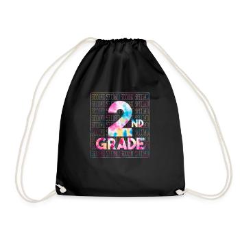 Tie Dye 2nd Grade Typography Team Second Grade - Drawstring Bag - black - Front