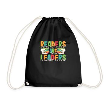 Readers Are Leaders Teachers Book Lover 100 Days - Drawstring Bag - black - Front