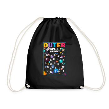 Outer Space Alphabet Kindergarten Teacher 100 Days - Drawstring Bag - black - Front