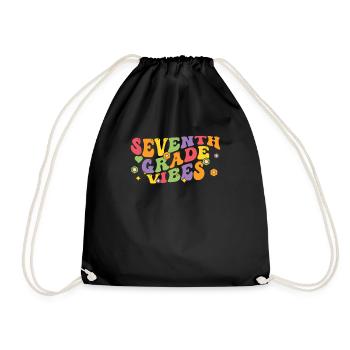 Seventh Grade Vibes 7th Grade Team Retro 100 Day - Drawstring Bag - black - Front
