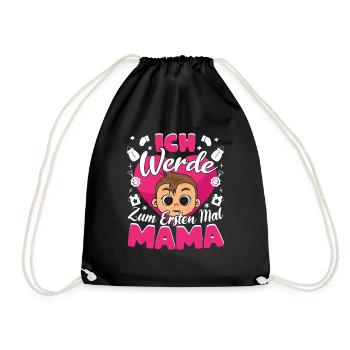 Schwanger Schwangerschaft Ich werde Mama - Turnbeutel - Schwarz - Vorne