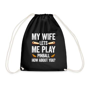 Pinball Machine Pinball Machine - Drawstring Bag - black - Front