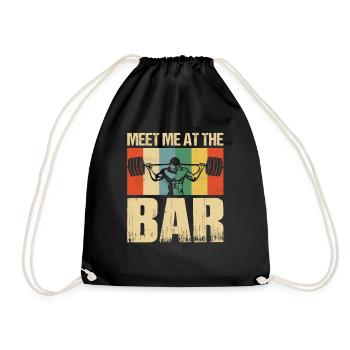 Meet Me At The Bar Workout Training Weight Lifting - Drawstring Bag - black - Front