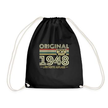 Original 1948 Vintage Birthday Gift - Drawstring Bag - black - Front