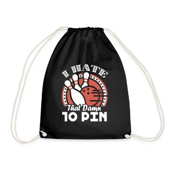 Bowling I Hate That Damn 10 Pin - Drawstring Bag - black - Front