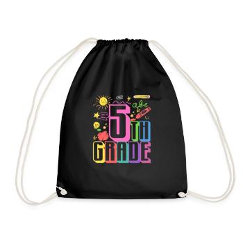 5th grade typography team fifth graders at 100 - Drawstring Bag - black - Front