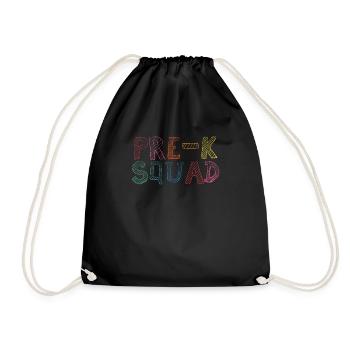 Pre-K Squad Teacher Student Preschool 100th Day of - Drawstring Bag - black - Front