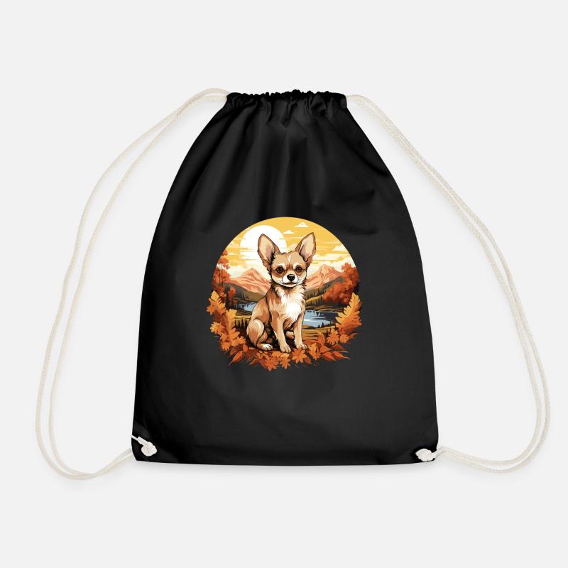 Dog Chihuahua - Drawstring Bag - black