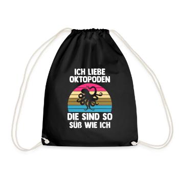 Tintenfisch Oktopus - Turnbeutel - Schwarz - Vorne