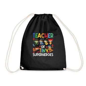 Tiny Superhero Teacher Funny - Drawstring Bag - black - Front