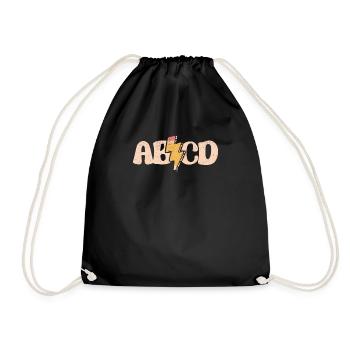 ABCD Lightning Leopard Pencil 100th Day School - Drawstring Bag - black - Front