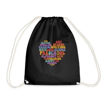 Heart Preschool Team Teacher Student Day 100 - Drawstring Bag - black - Front