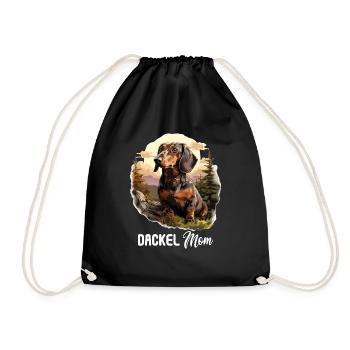 Hund Dackel - Turnbeutel - Schwarz - Vorne
