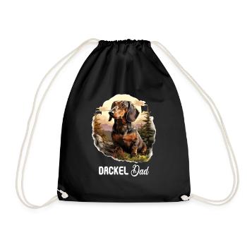 Hund Dackel - Turnbeutel - Schwarz - Vorne