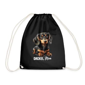Hund Dackel - Turnbeutel - Schwarz - Vorne