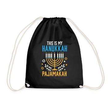 Jewish This Is My Hanukkah Pajamakah Matching - Drawstring Bag - black - Front