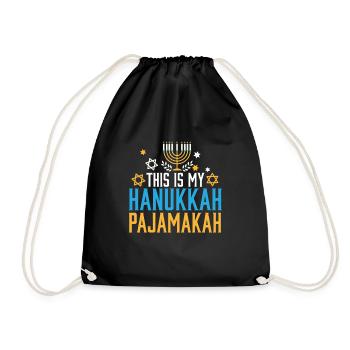 Jewish Family This Is My Hanukkah Pajamakah - Drawstring Bag - black - Front