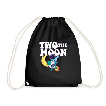 2nd Birthday Party Theme Outer Space Two The Moon - Turnbeutel - Schwarz - Vorne