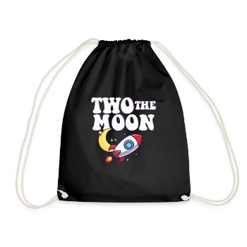 Outer Space 2nd Birthday Party Theme Two The Moon - Turnbeutel - Schwarz - Vorne