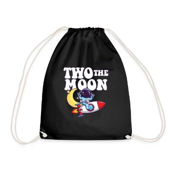 Two The Moon Astronaut Outer Space 2nd Birthday - Turnbeutel - Schwarz - Vorne