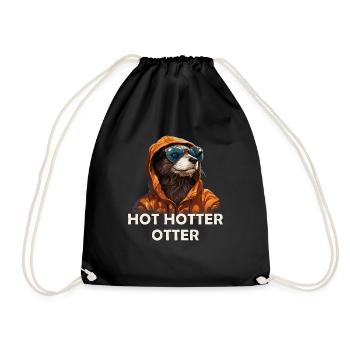 Funny Hot Hotter Otter Saying Ladies and Gentlemen - Drawstring Bag - black - Front
