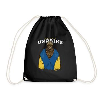 Ukrainisches Tryzub-Symbol - Ukrainischer Dreizack - Turnbeutel - Schwarz - Vorne